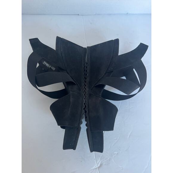 MEPHISTO GIULIANA SOFT AIR TECHNOLOGY BLACK NUBUCK COMFORT WEDGE SANDAL SZ 9 - Picture 4 of 10